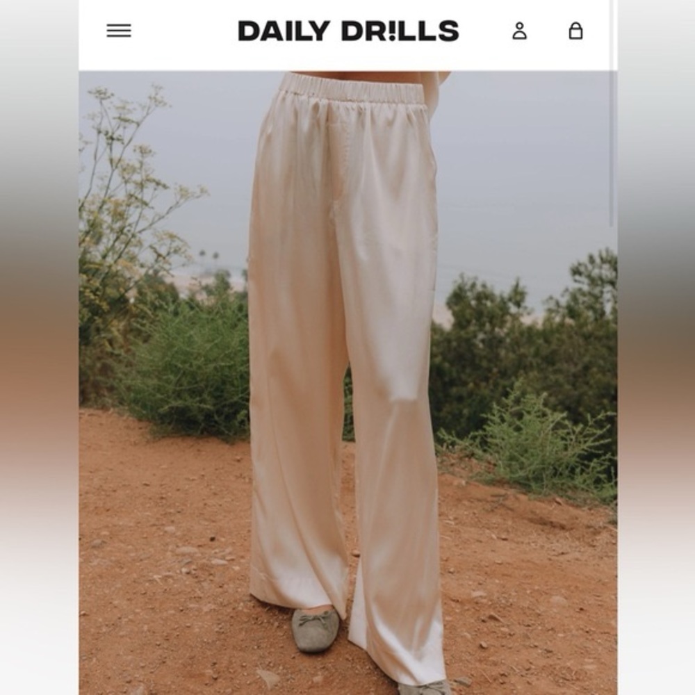Daily Drills Silky Resort Pant in Cream (SOLD OUT COLOR) - Size M